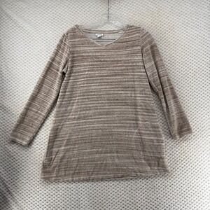 Pure Jill Womens Tunic Top Small Striped‎ Long Sleeve V Neck Casual Pockets